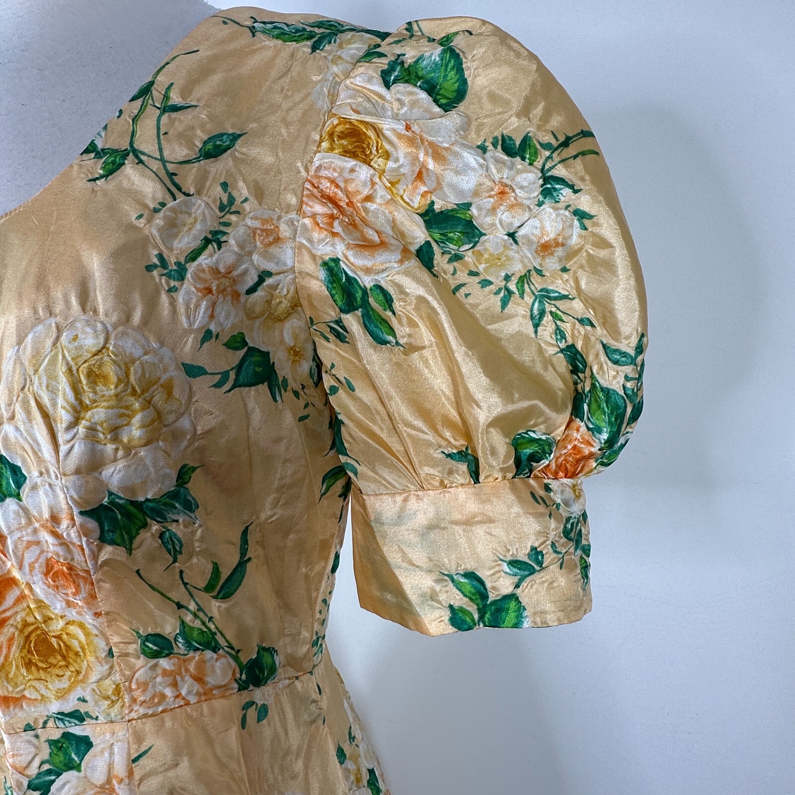 Vintage Specially Handmade By Diane Ringer S-M? Yellow Puffy Sleeve Maxi Dress