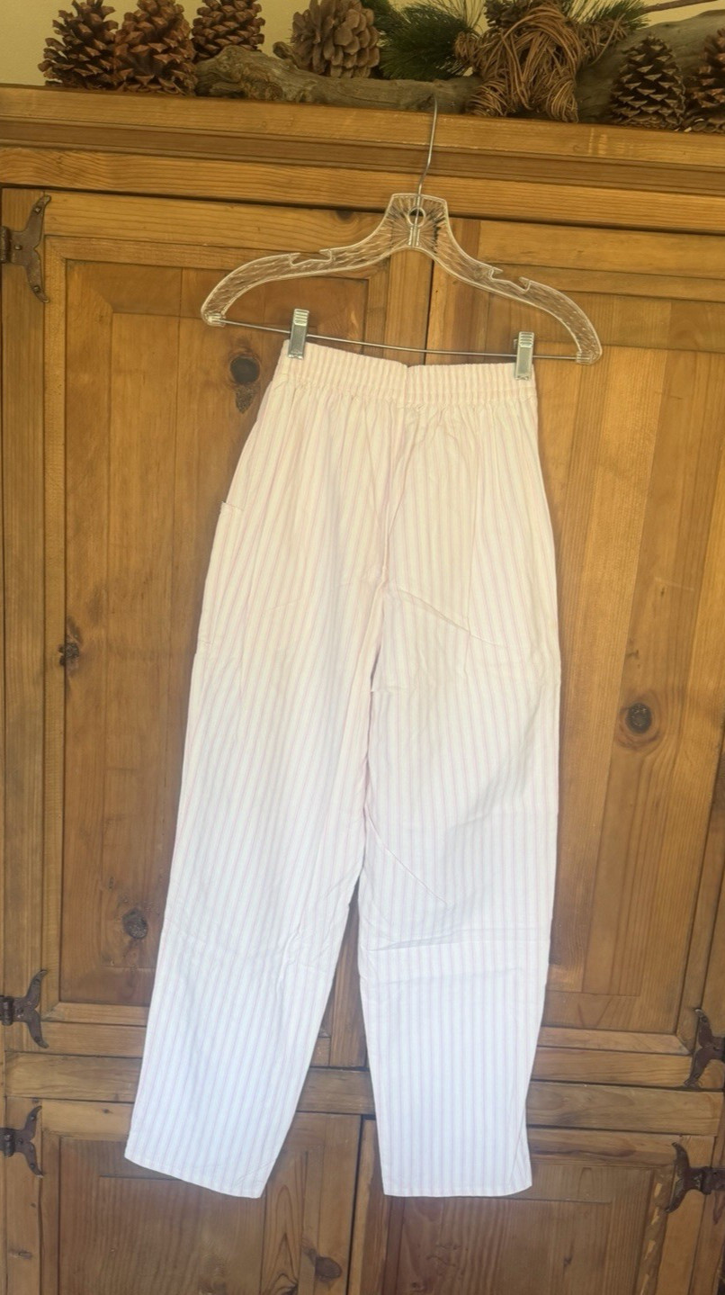 Vtg Cascade Blues High-Rise Elastic Waist Mom Pants Lightweight Pink Strip #302