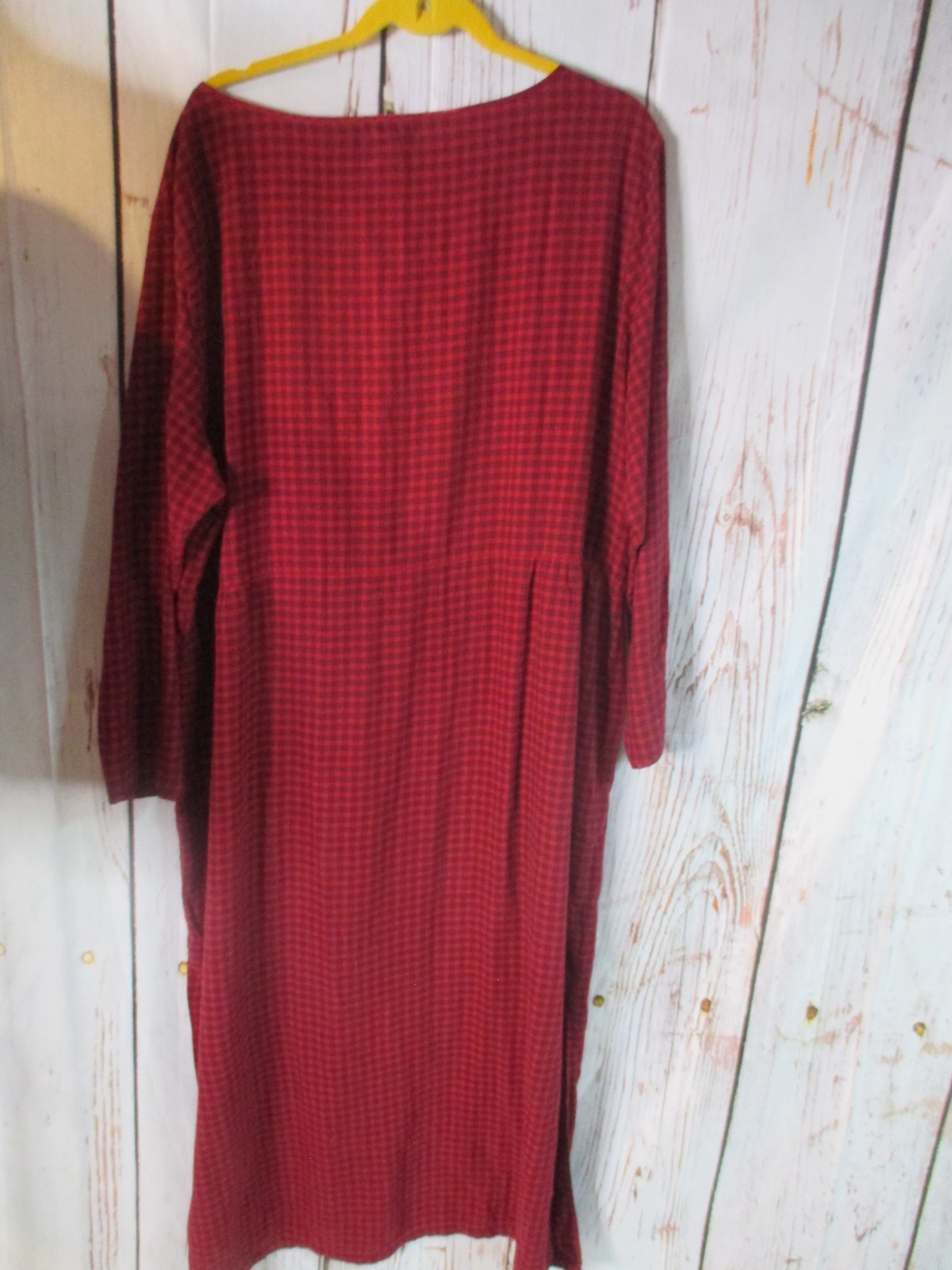 VTG Eddie Bauer XXL T 2X Tall Flannel Nightgown Red Plaid Cotton Granny Cozy
