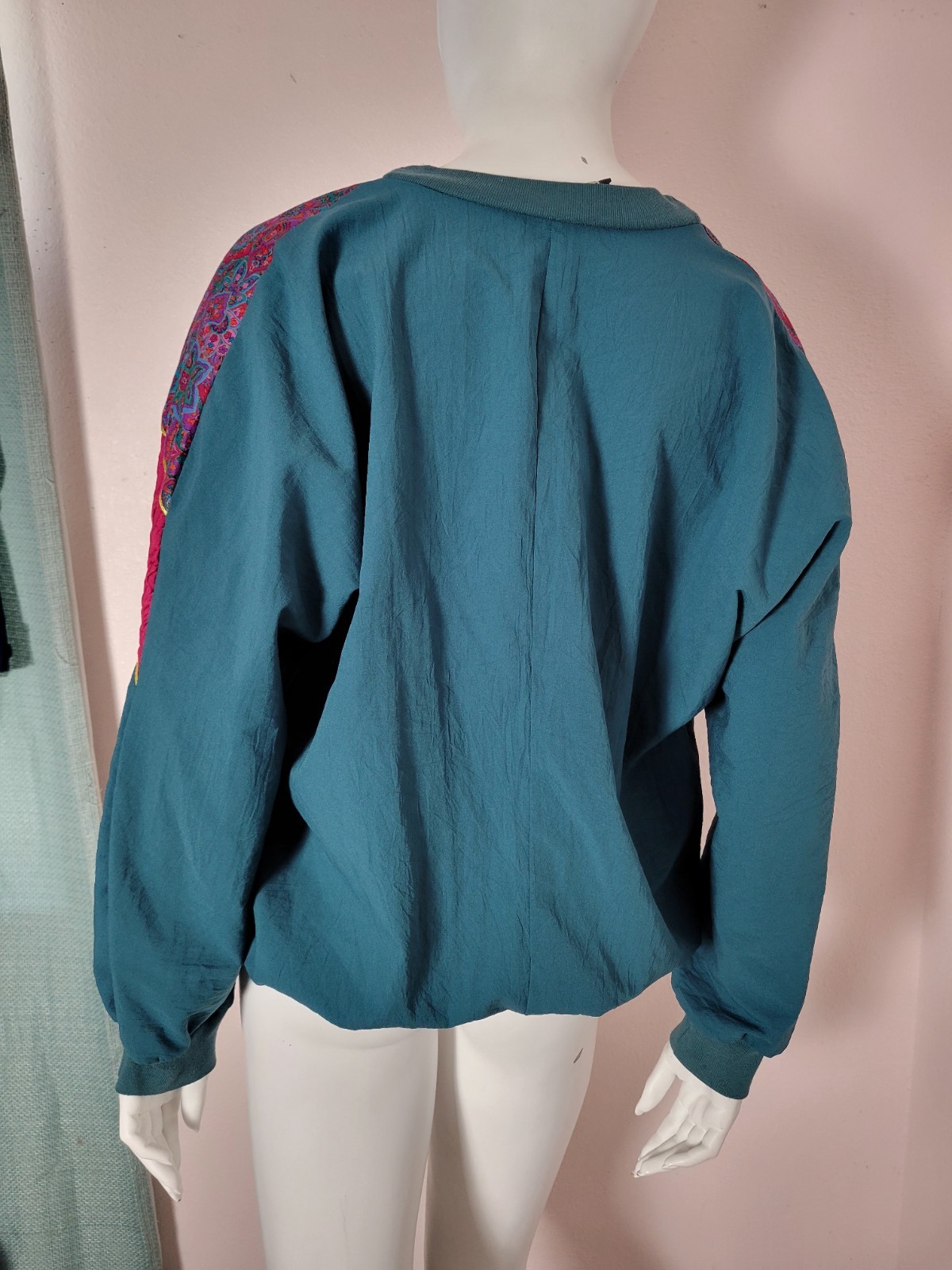Vintage 80s/90s Silver Threads Teal & Fuchsia Paisley Cardigan – Made in USA
