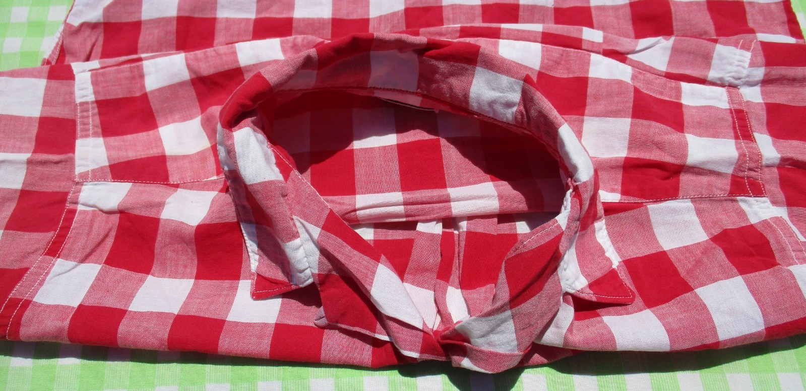Vintage 50s Levi’s Short Horn Red White Checker Open Collar Western Loop Shirt