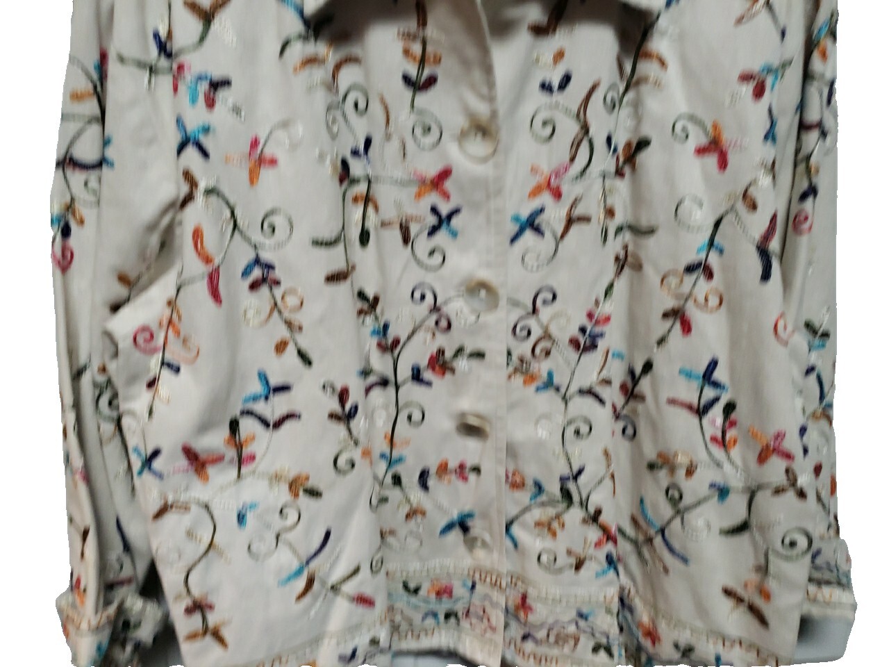 Units Woman Jacket Size L Beige Brown Green Pink Blue Embroidery Vintage 3/4 Sle