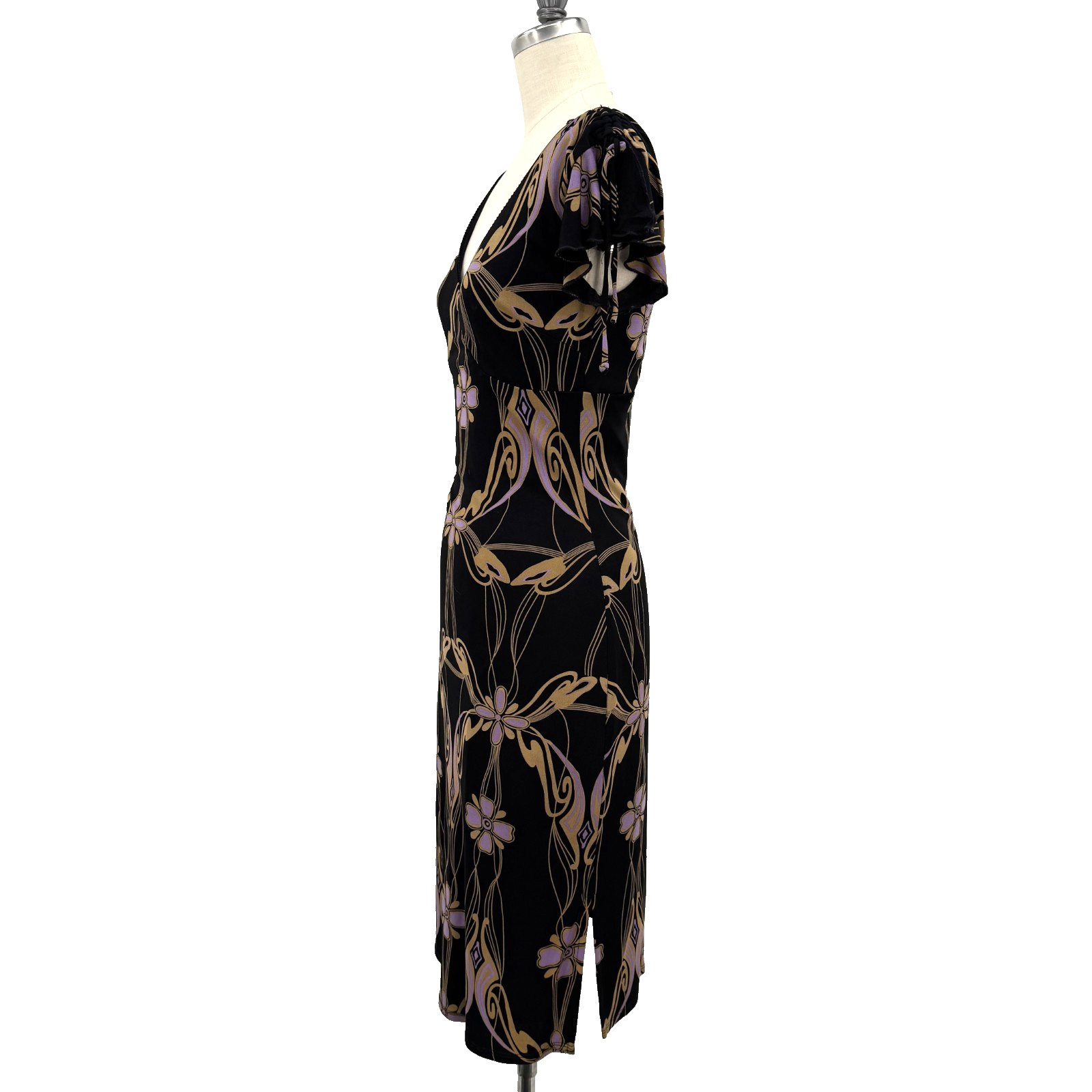 VTG 90s Y2K Guess Collection Dress Dark Art Nouveau Gothic Bodycon Midi USA
