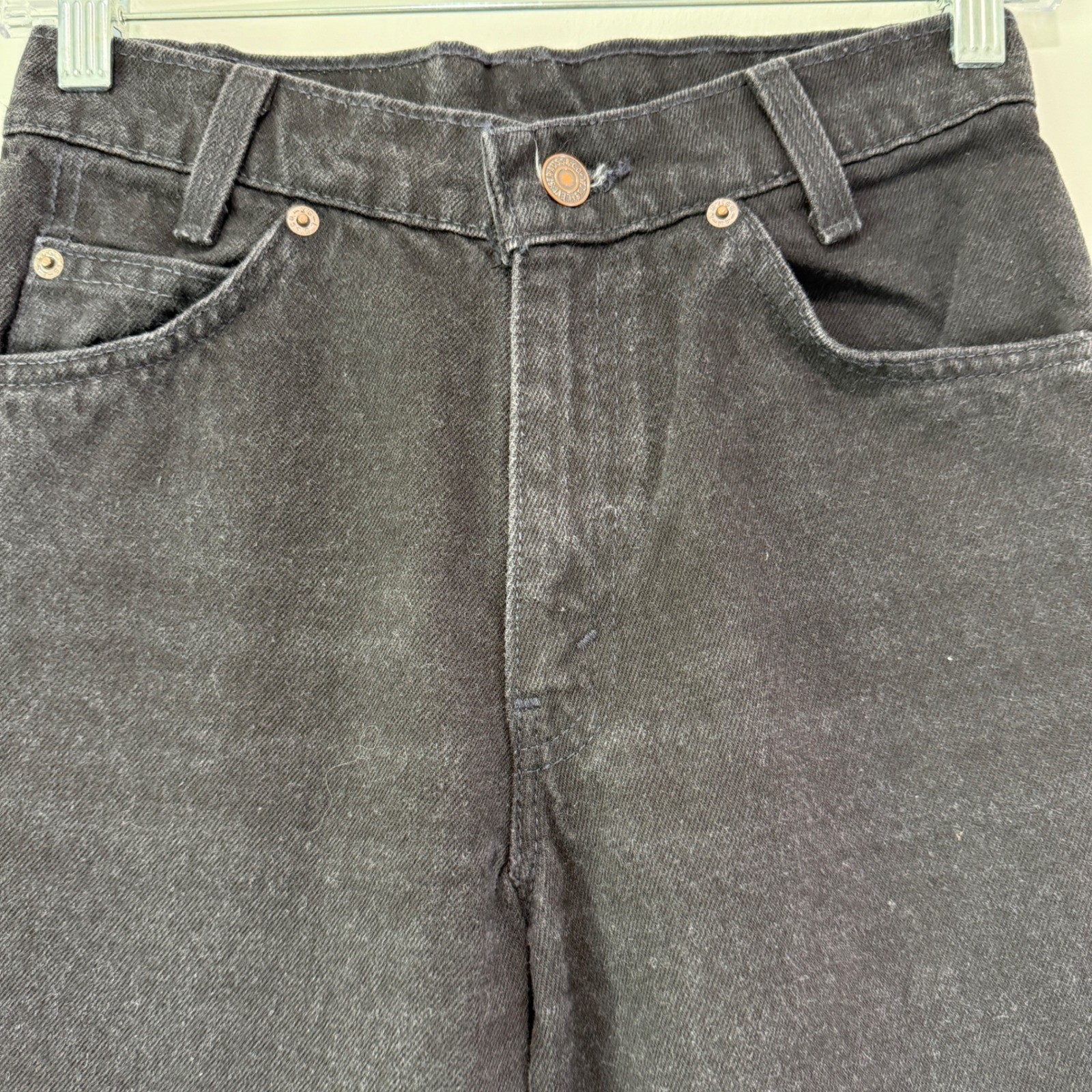 Vintage Levi’s 550 Student Relaxed Fit Orange Tab Cotton Black Jeans 27 X 30 90s
