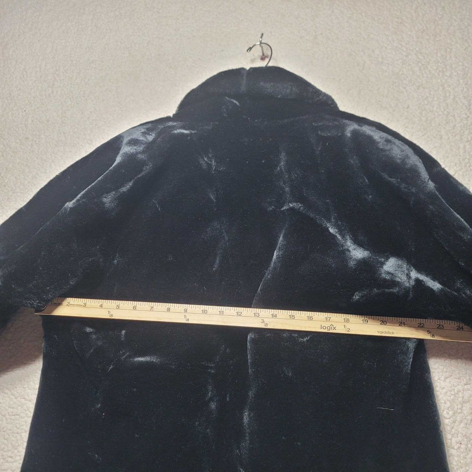 Donnybrook Vintage Faux Fur Coat Black Shawl Collar ILGWU Union Made USA Large