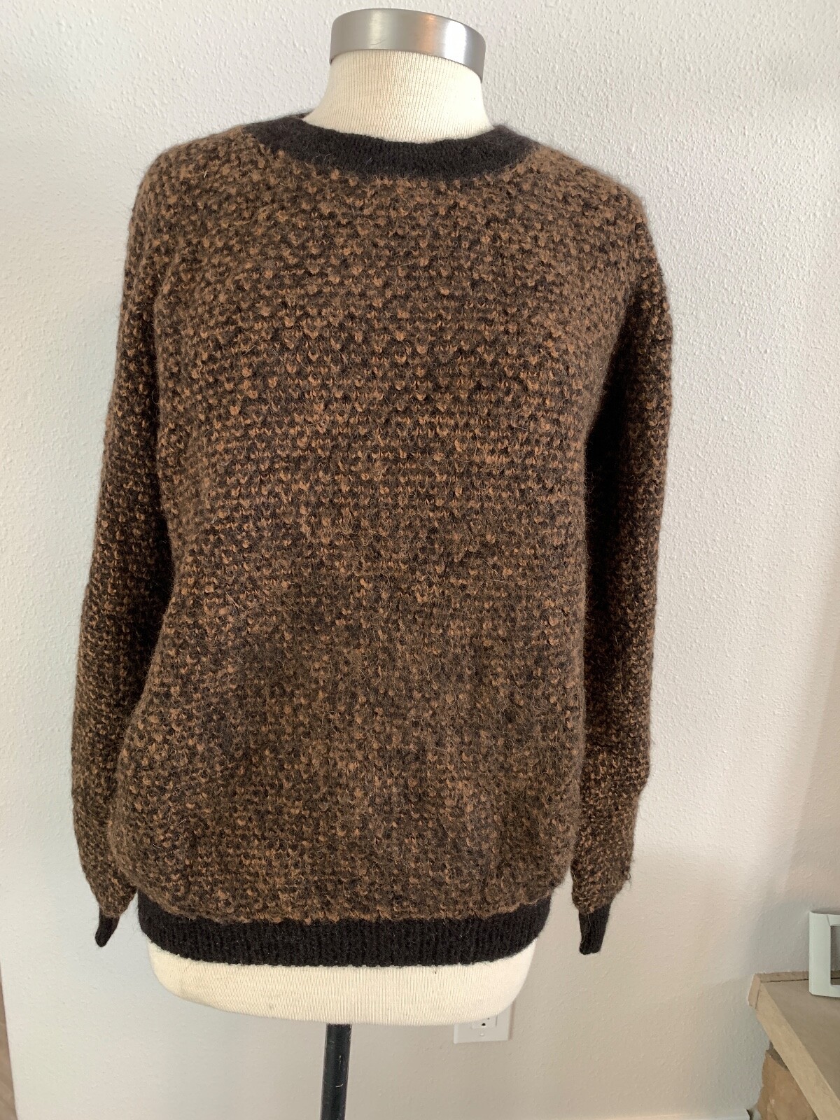 Vintage RED ROVER 100% Alpaca Sweater Hand Made Bolivia BROWN