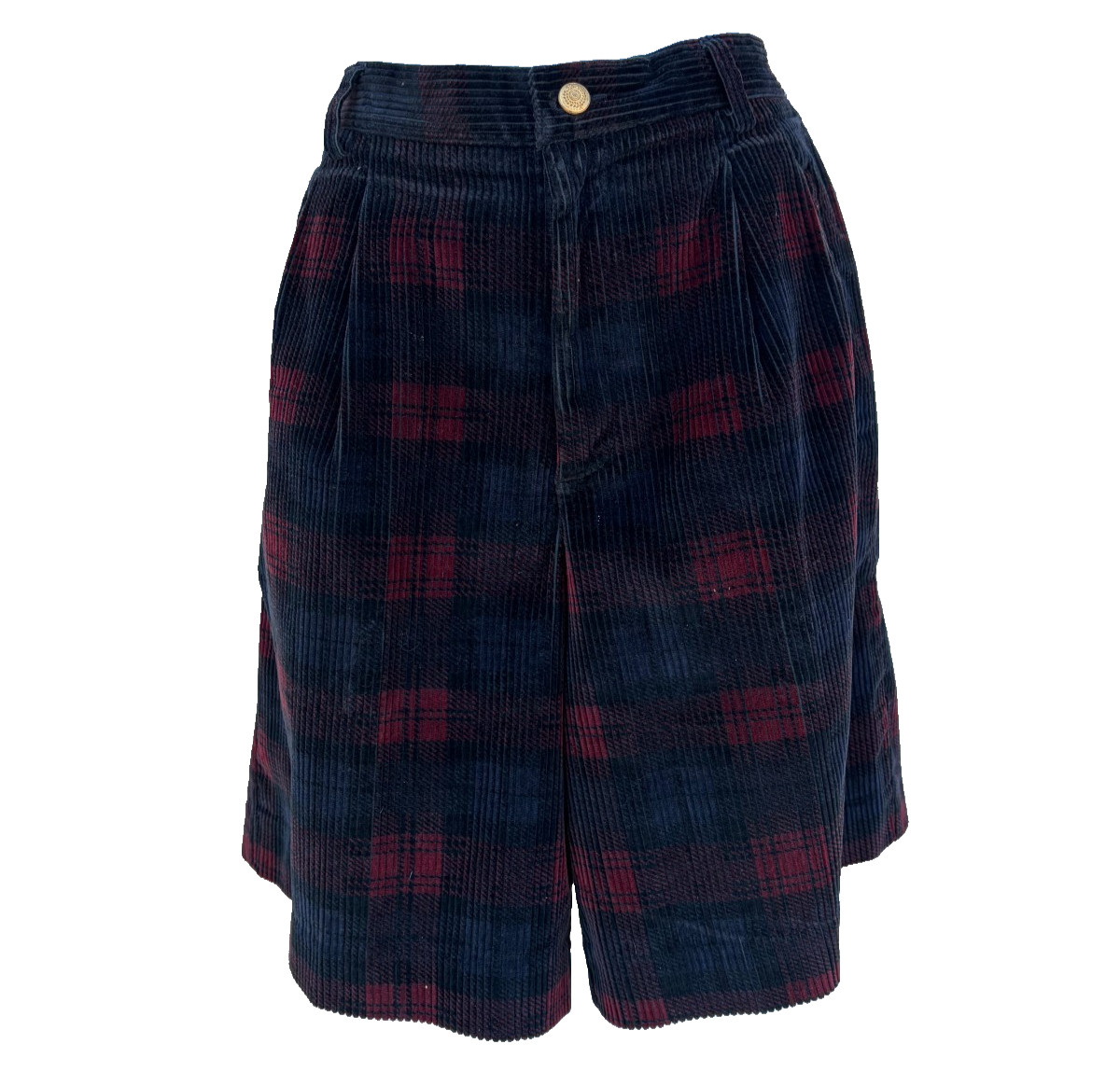 Vintage Liz sport Plaid Corduroy Shorts Dark Academia Black Red Americana