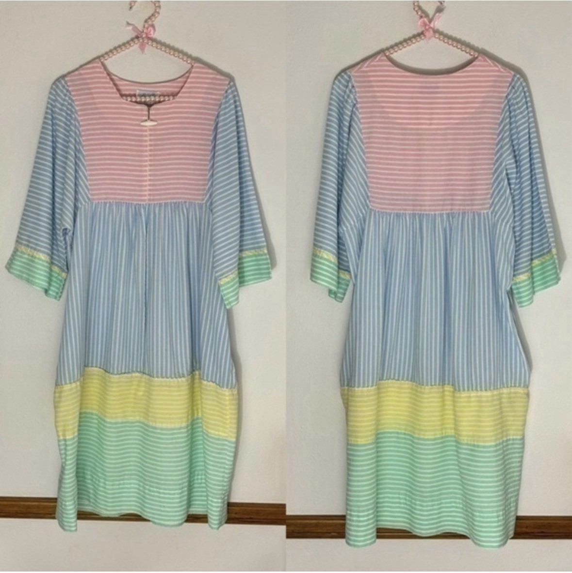 Vintage pastel striped seersucker dress