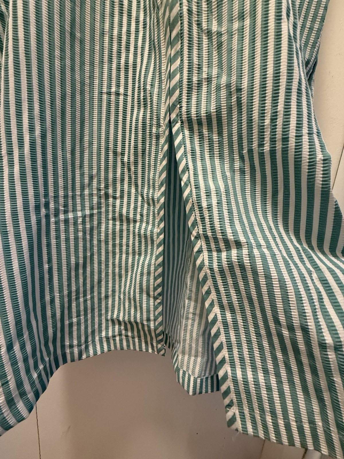 Vtg Collections Etc. Floral Embroidered Striped Zip Up Long Duster Robe Moo Moo