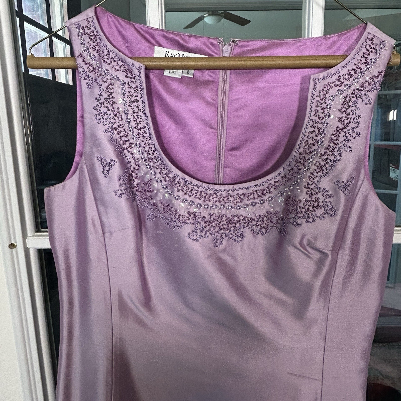 Lillie Rubin X Kay Unger Vintage 1990s 100% Silk Lavender Beaded Dress Jacket 6