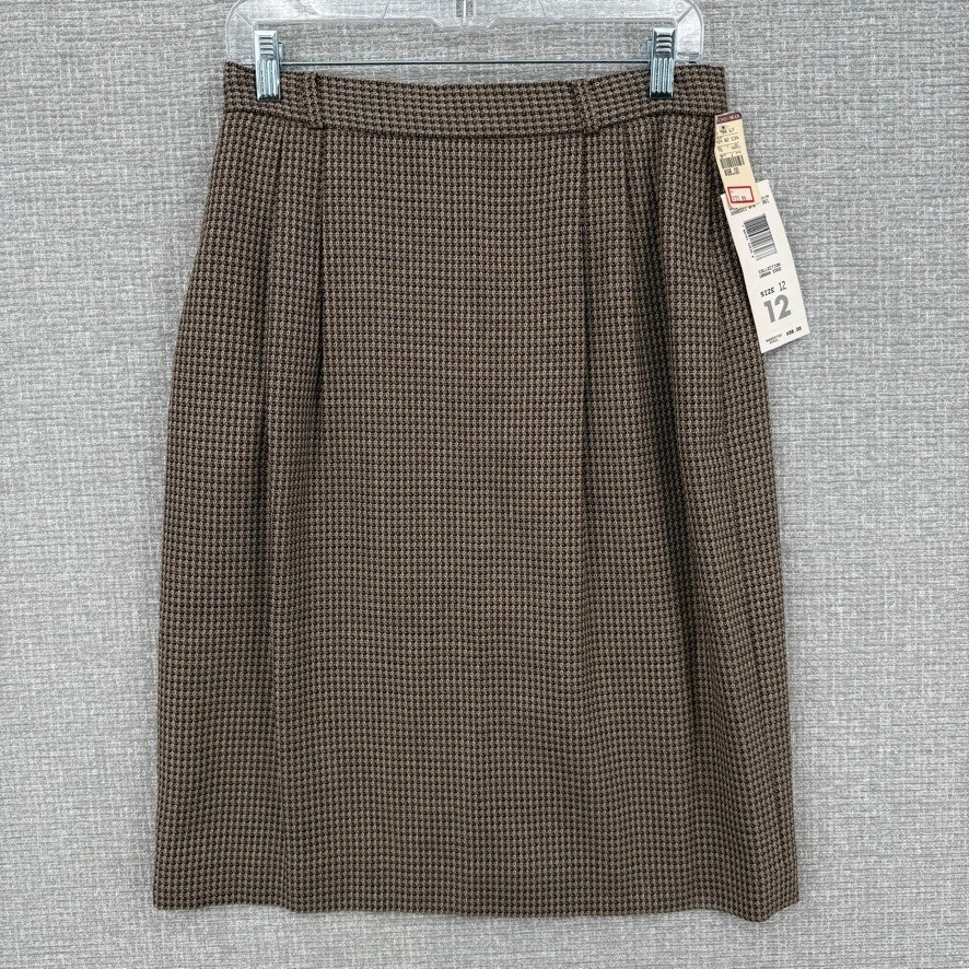 Vintage Liz Claiborne Collection Skirt Women Sz 12 Brown Wool Blend Academia