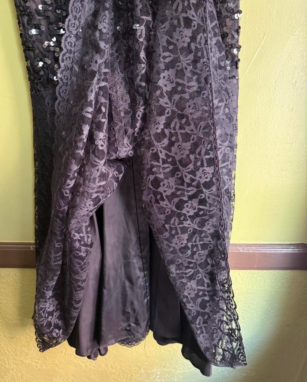 Vintage 80s Dress Sequined Tulle Lace Drop Waist Cocktail Party Dress S/M USA