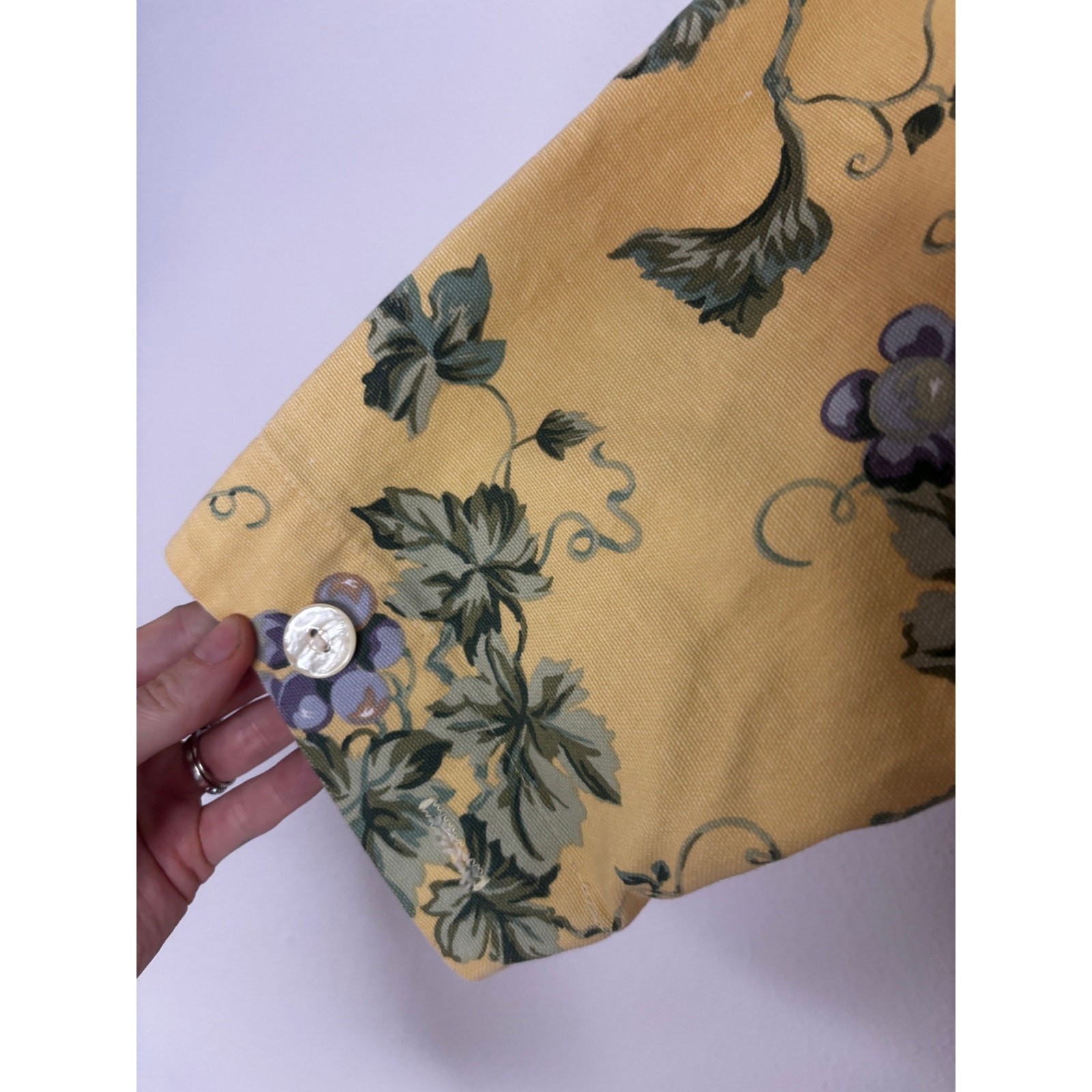 Vintage 1980s Gianna Rose Butter Yellow Floral Tunic Smock Chore Coat Artist S