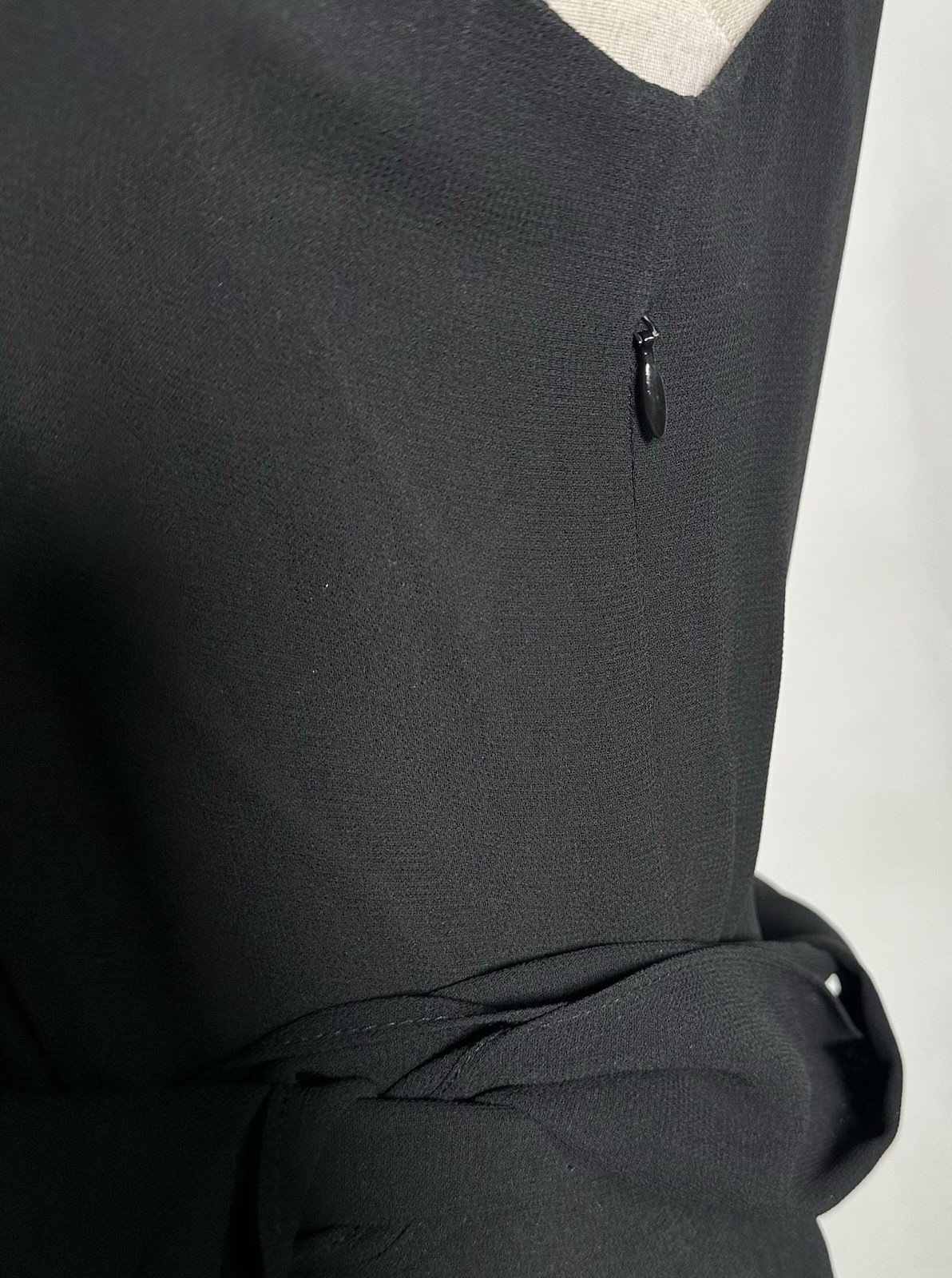 Sara Campbell Dress 16 Pleated Sleeveless Belted Black Cocktail Vintage