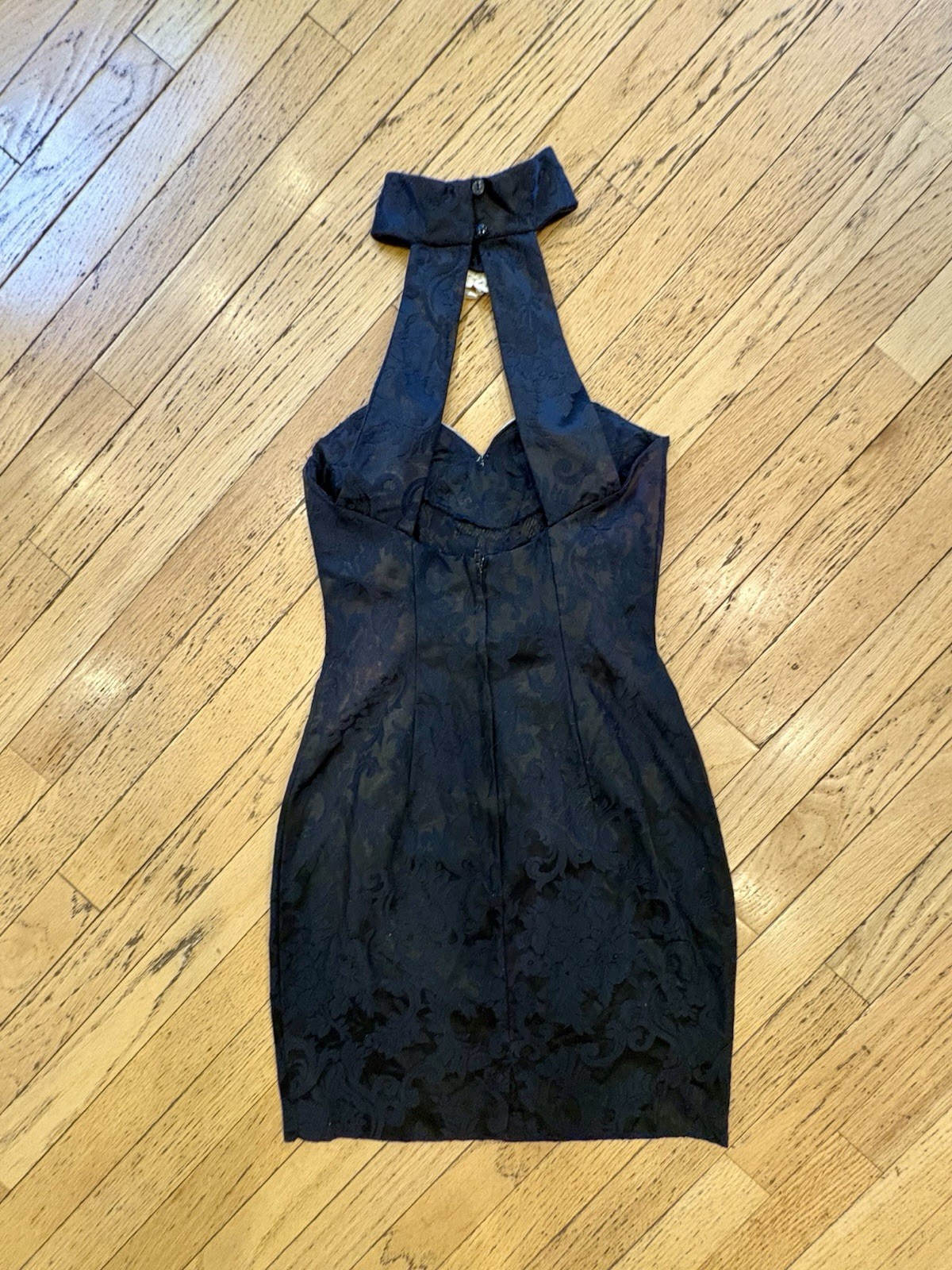 Authentic Vintage Jessica McClintock for Gunne Sax Black Jacquard Dress