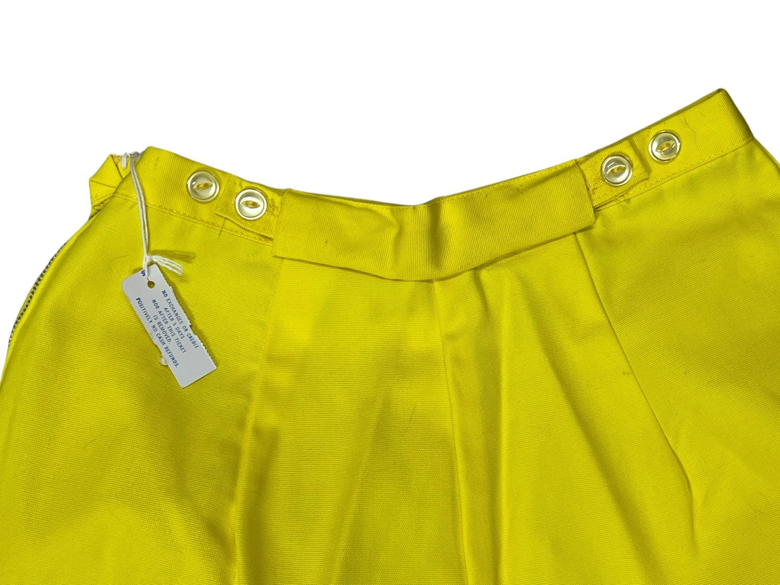 NOS Sz M Vtg 50s 60s YELLOW PEDAL PUSHERS Shorts High WAIST Capris Rockabilly