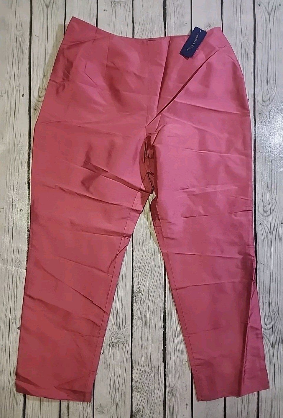 NEW VTG Charter Club Outfit Suit Set Size 14 High Waist 100% Silk Pink Tuscany
