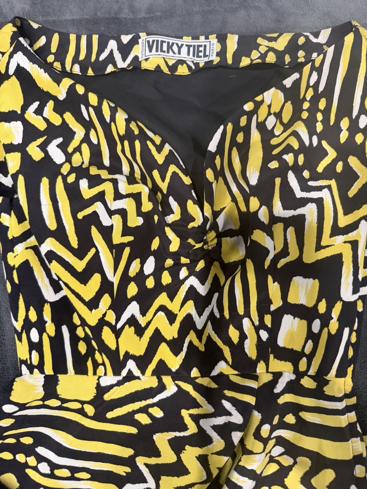 Vicky TIEL Vintage Couture 2pc Skirt Suit Yellow/Black Animal Print & Pattern