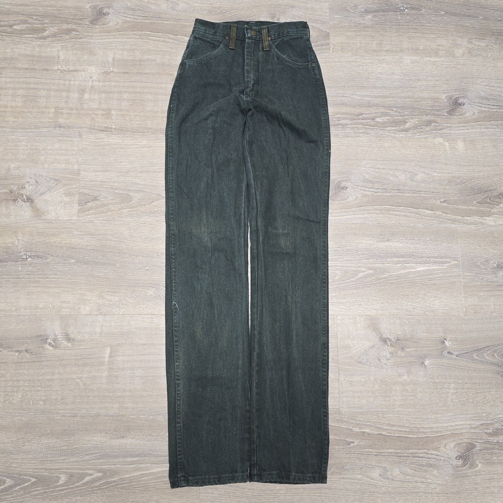 Vintage Wrangler Cowboy Cut 14MWZ Red Tag Jeans Women 0x34 Green USA Made NWT