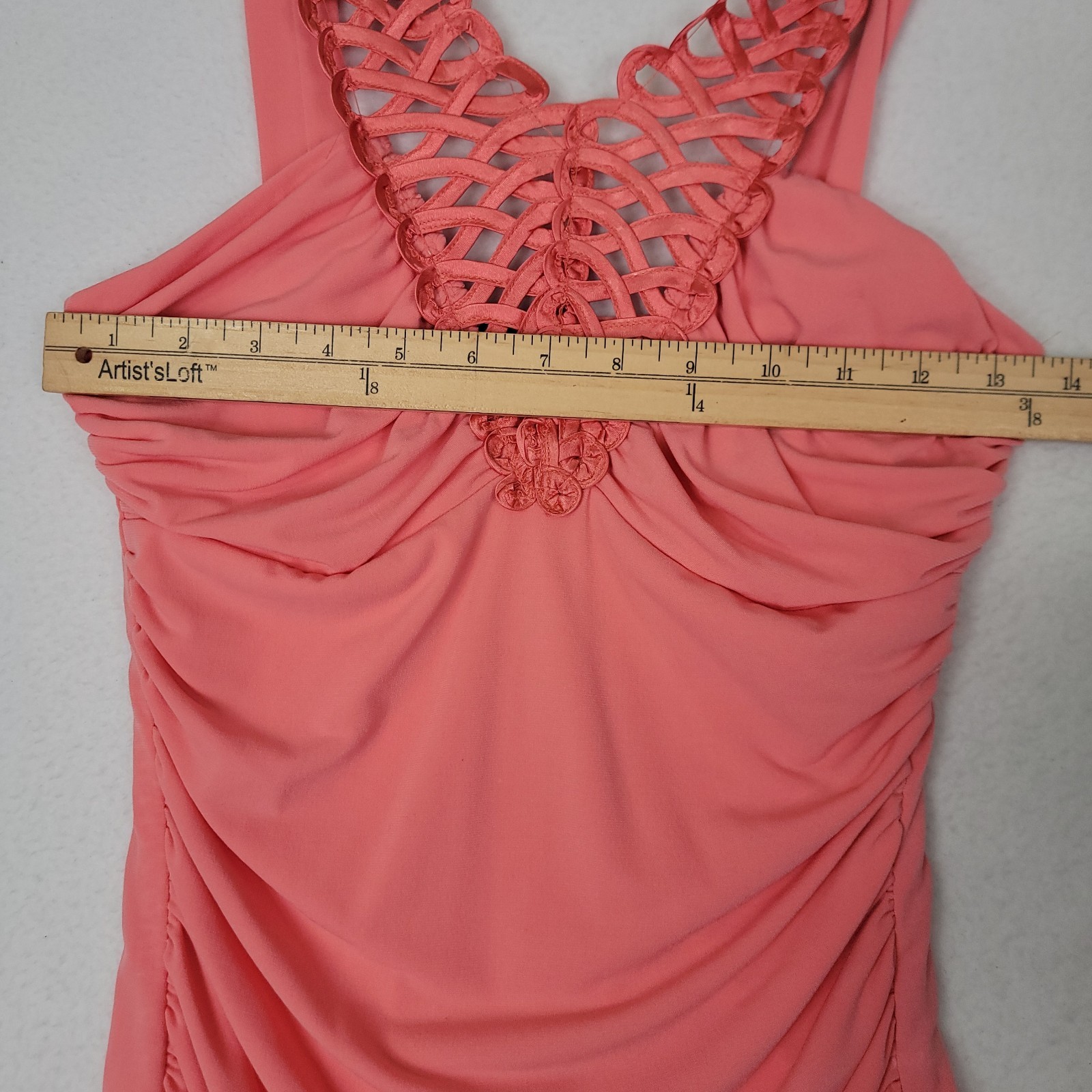 Peep Studio Vintage Coral Pink Crochet Back Tank Top Women’s Medium Y2K