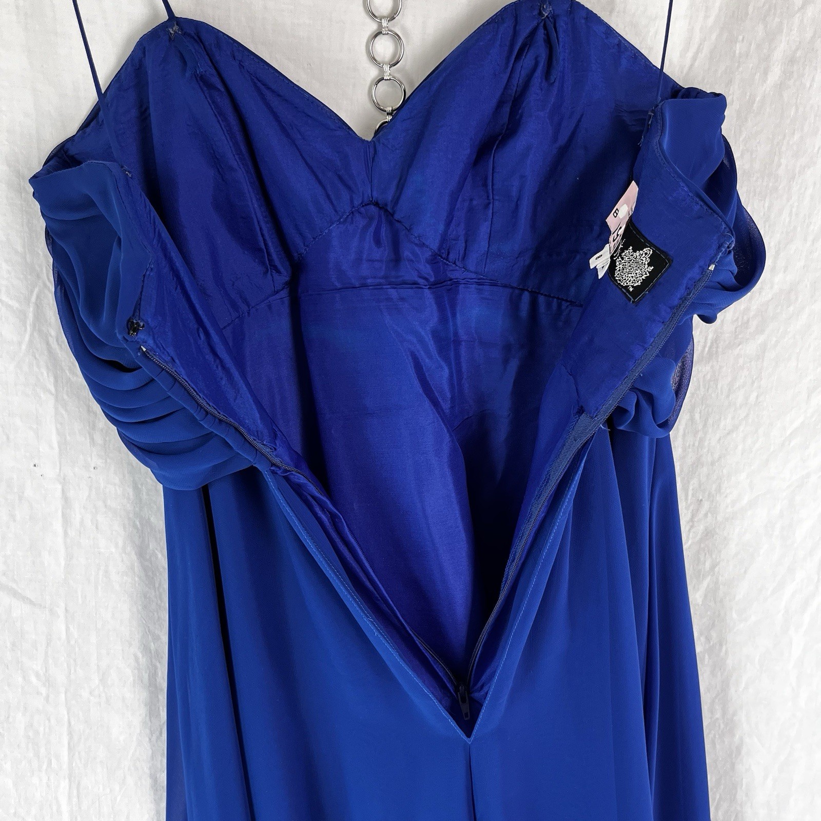 Vintage Dress Pamela Edwards Blue Size 8 Babydoll Layered Flowy Formal Midi Gown