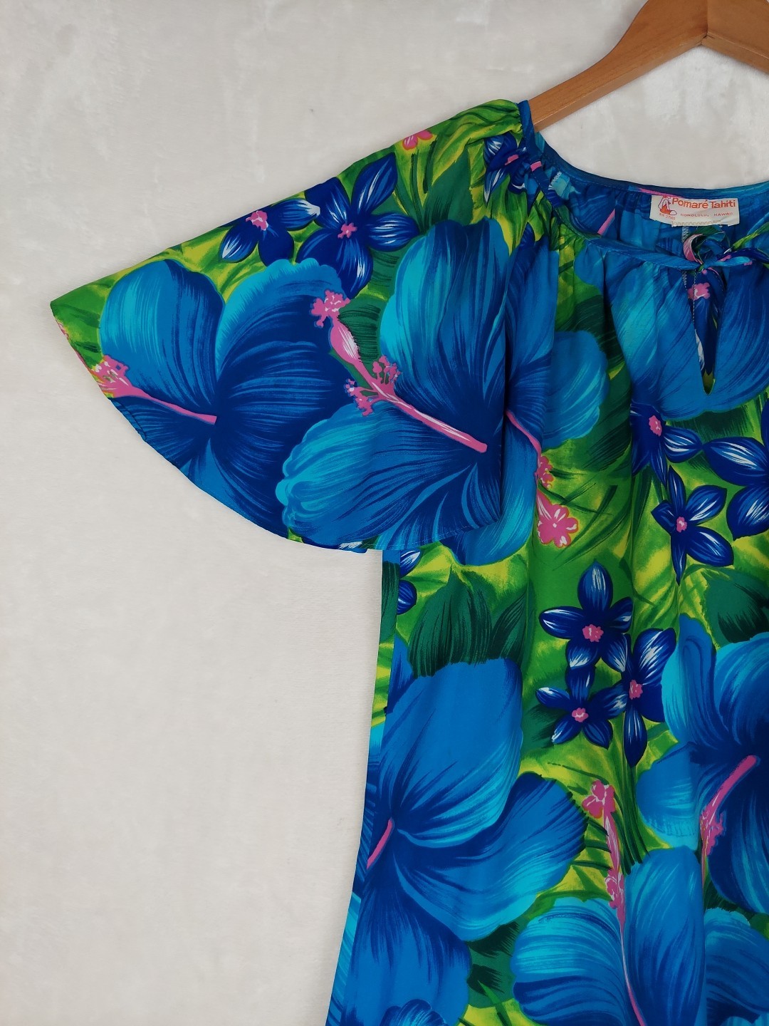 VTG 60/70s Pomare Tahiti Maxi Dress Floral Festival Boho Hippie Psychedelic Mumu