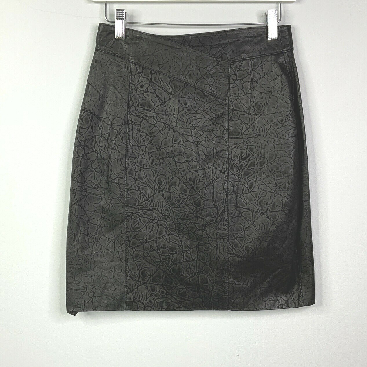 Vintage dLinea Skirt Women Size 11 / 12 Black Leather Straight Pencil 80’s Lined