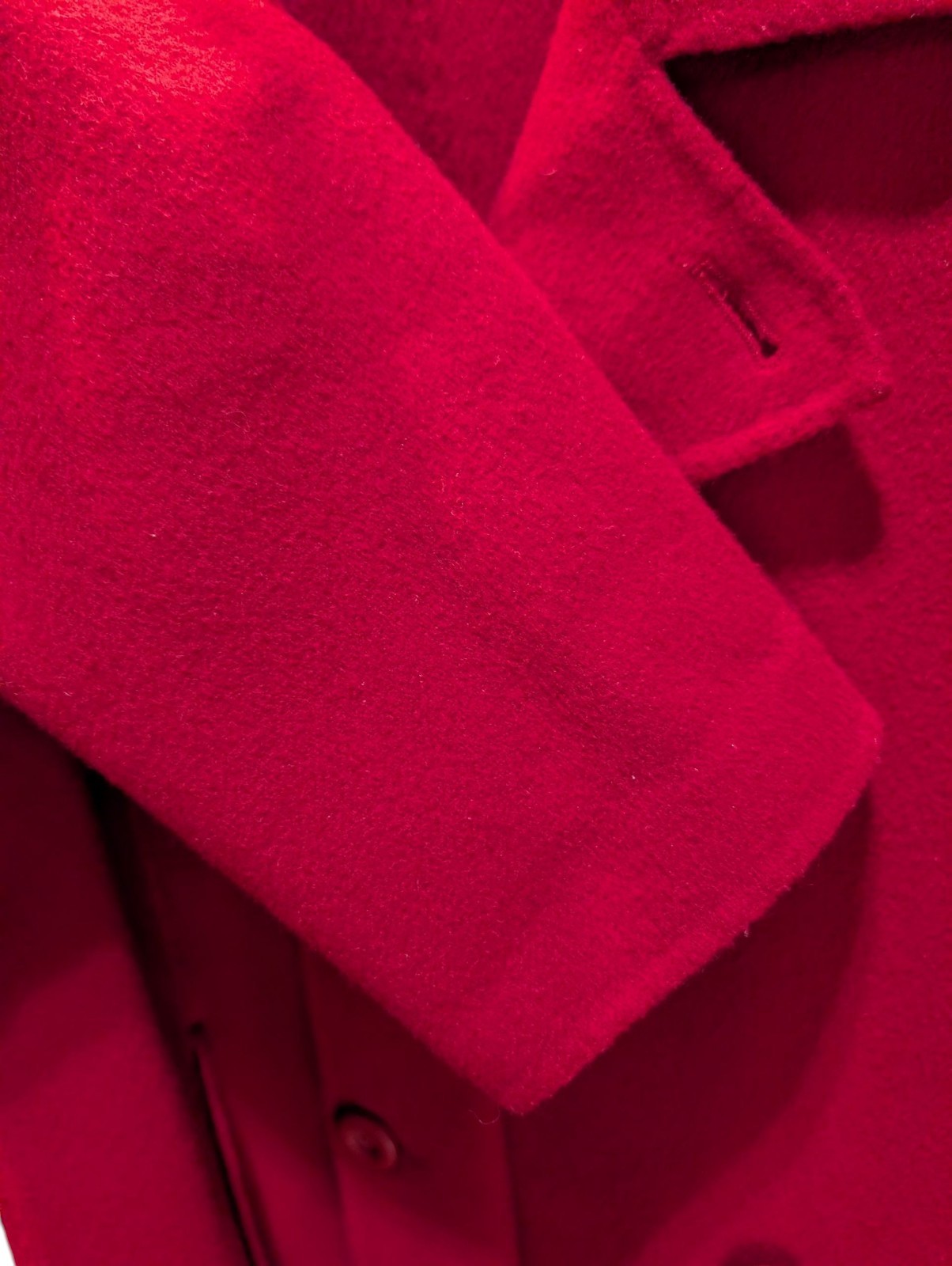 Vintage Red 100% Boiled Wool Coat- Medium, Carole Little, Button Front, Collared