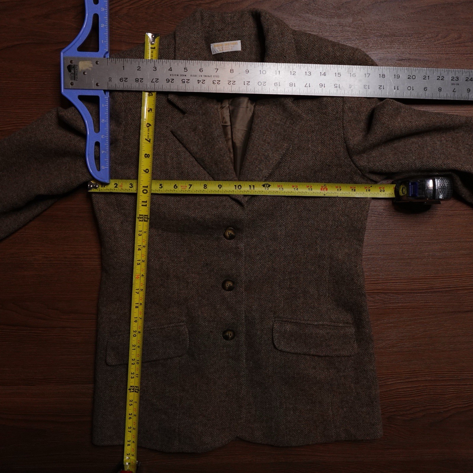 Vintage Brooks Brothers Wool Tweed Herringbone Blazer Sport Coat Sz 10 USA Made
