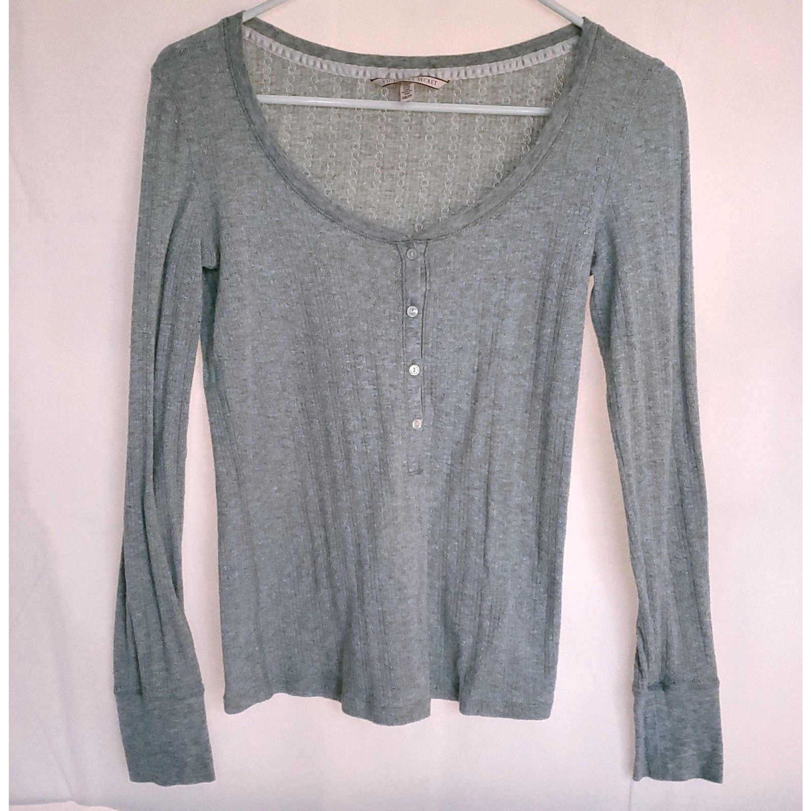 Y2K Victoria’s Secret Pink Label Heather Gray Button Henley Bella Swan XS