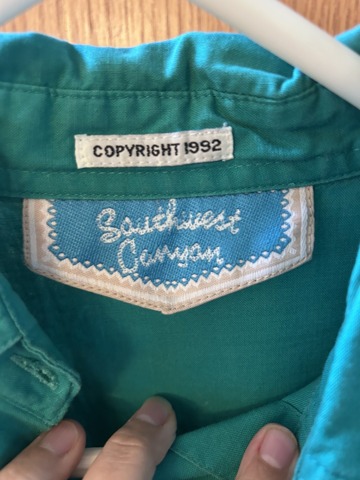 Southwest Canyon Vintage 1992 Cotton Horses Button Down Shirt Teal Black Medium