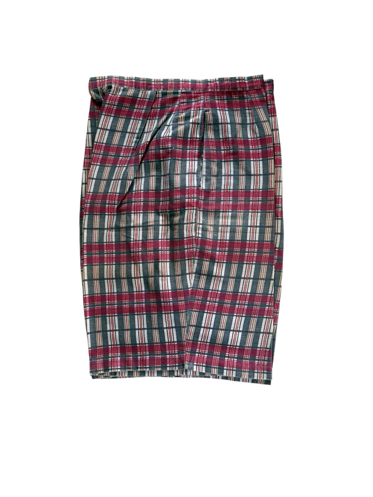 Vintage 1960S Cotton Madras Bermuda Shorts – Red White Blue Plaid- Side Zipper