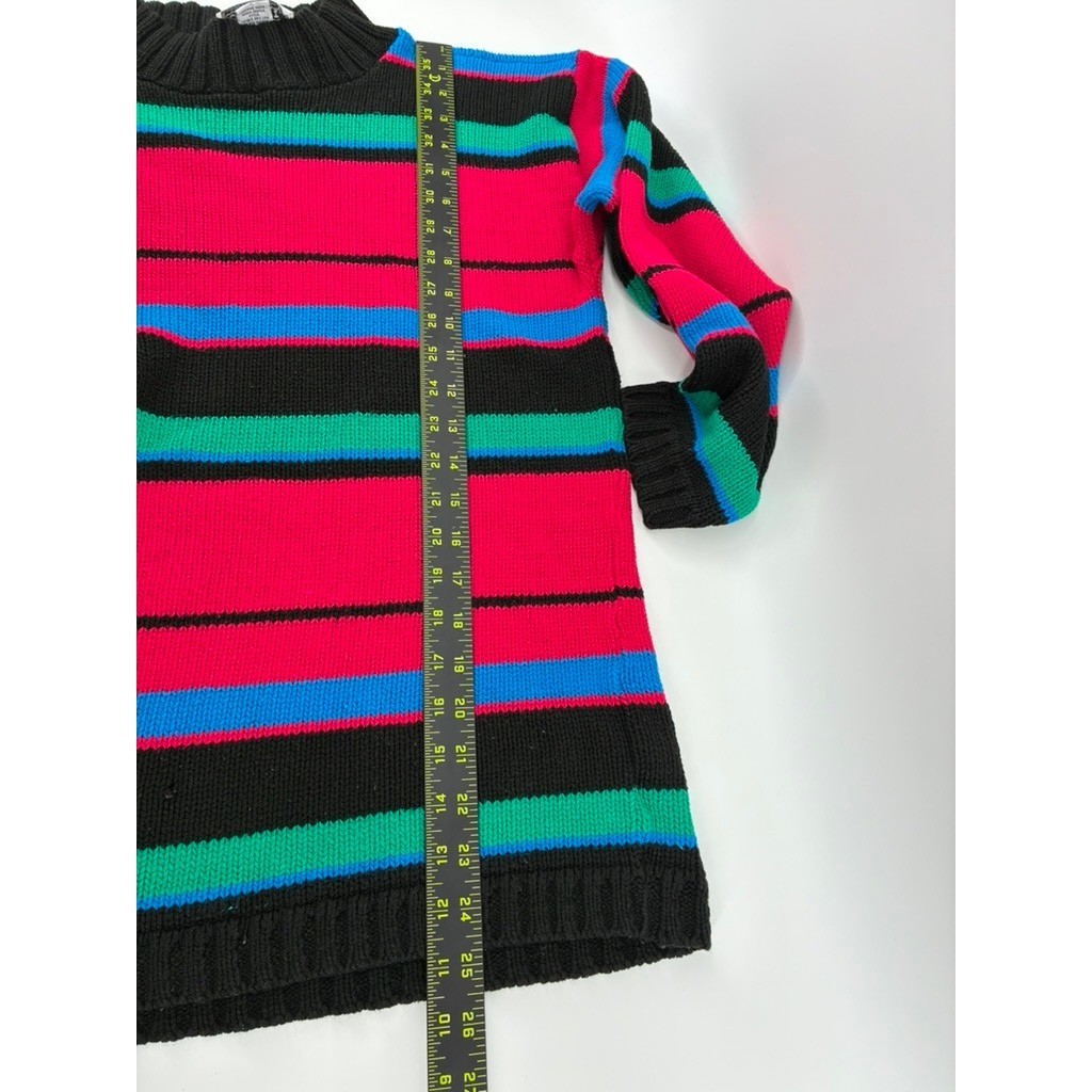 VNTG 90’s Croquet Club Striped Mock Neck Sweater Pink Blue Green Black USA Made