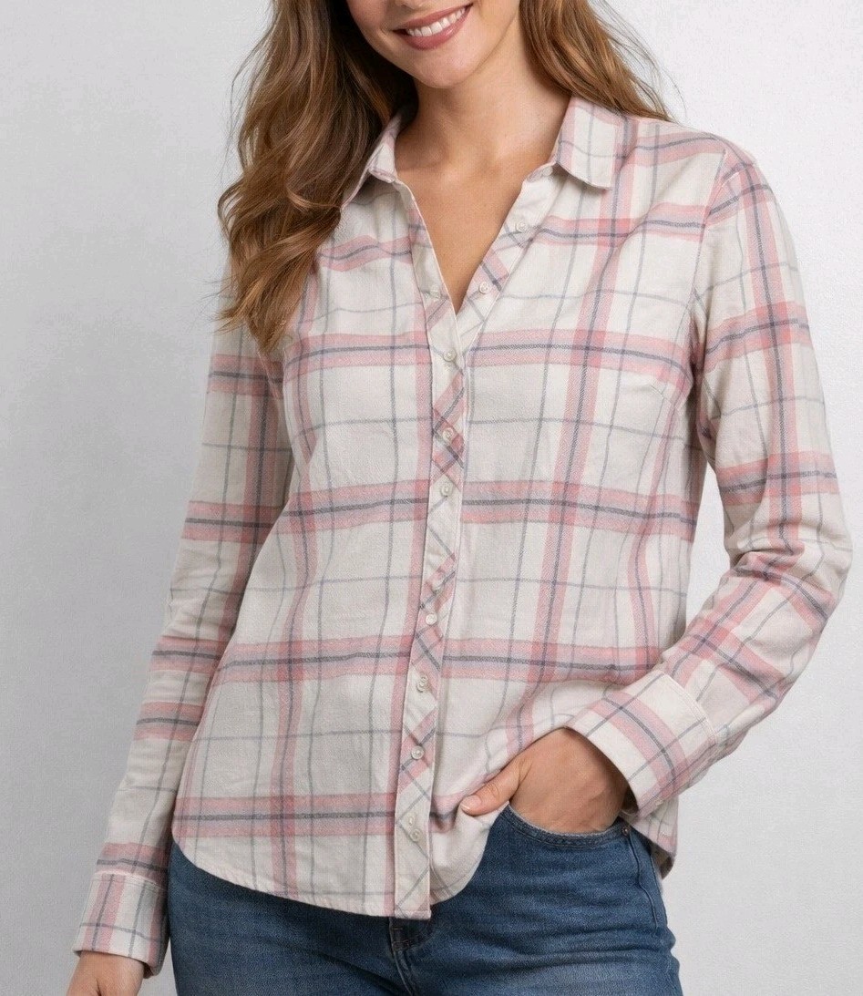 Weatherproof Vintage Plaid Shirt Women M Comfort Stretch Cotton Blend NWT