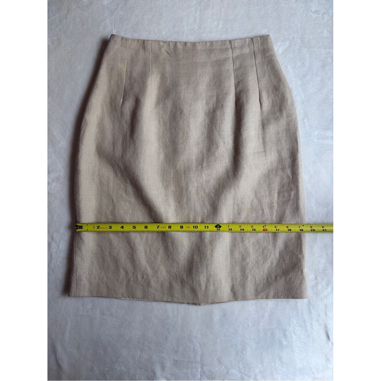 Vintage Carol Horn Workshop Linen Pencil Skirt – Beige / Oatmeal – Size 8