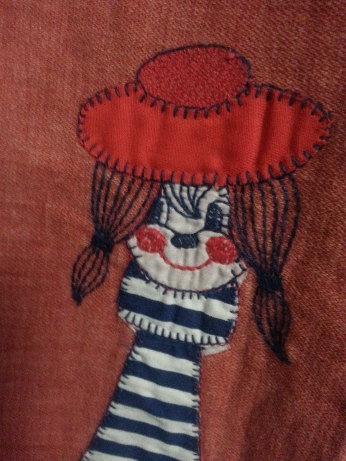 VTG 70s Wide Leg Elephant Pants High Waist Raggedy Ann Salmon Orange Hippy 27-30
