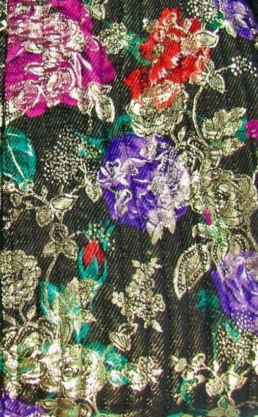 VALENTINO NIGHT Black Floral Multi-color Silk Jacket 8 1980’s VINTAGE