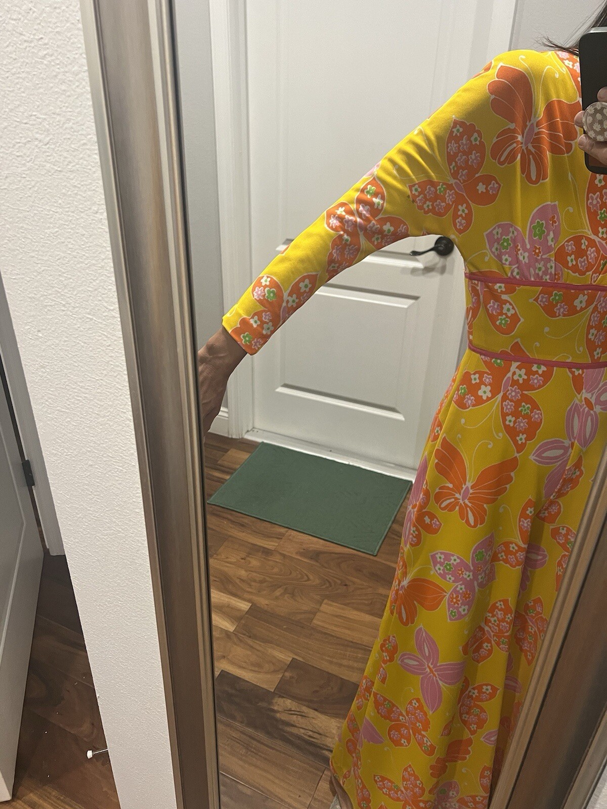 Vtg Adde’ Floral Yellow Pink Butterfly Pantsuit 70s Pantsuit rare