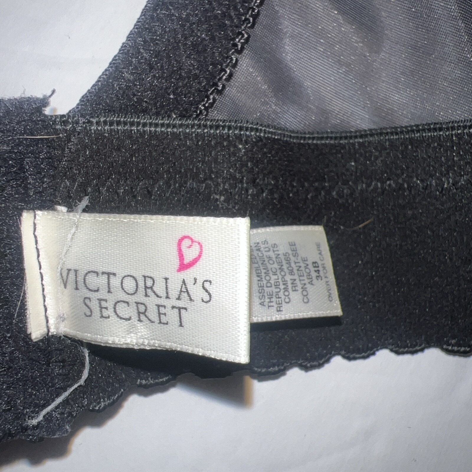 34B Victoria’s Secret Black Corset Bustier Strapless Lace Eye Loop Underwire