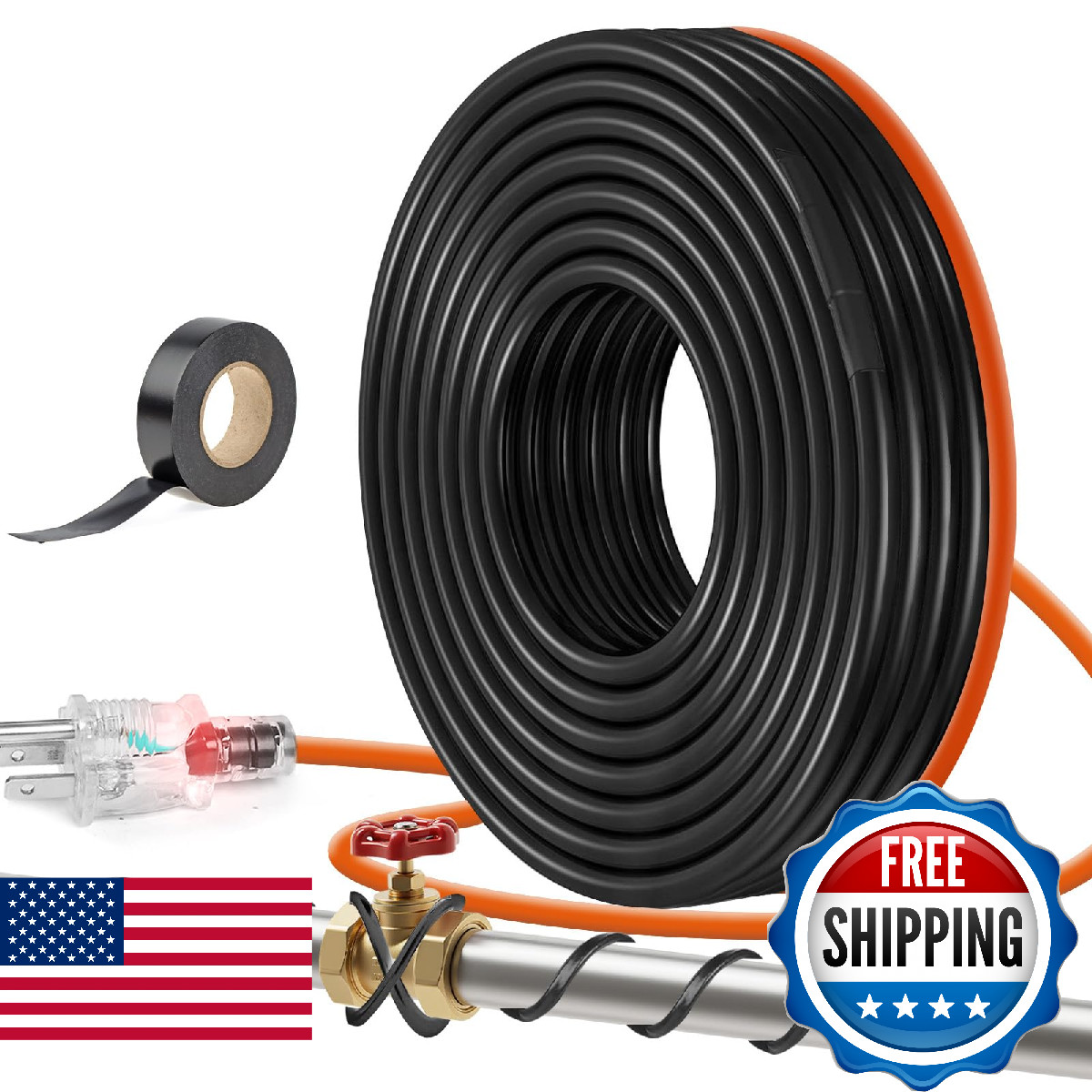 23FT Pipe Heating Cable for Pipe Freeze Protection 5W/ft 120V Water Pipe Heat Ta