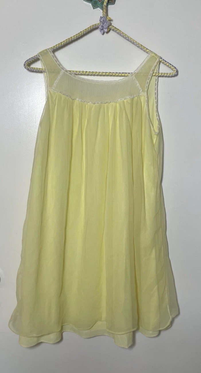 Vintage Yellow Night Gown Babydoll Peignoir Lingerie Sz Sm No Tags