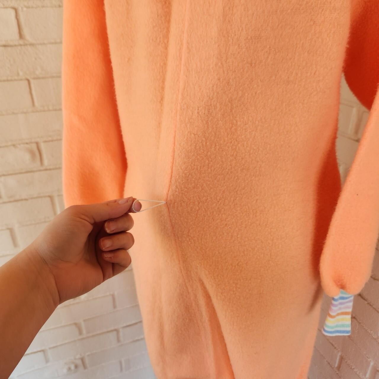 Vtg 70s Jumpsuit, Peach Orange, Sears Jr. Sz L Acrylic Fleece Night Wear