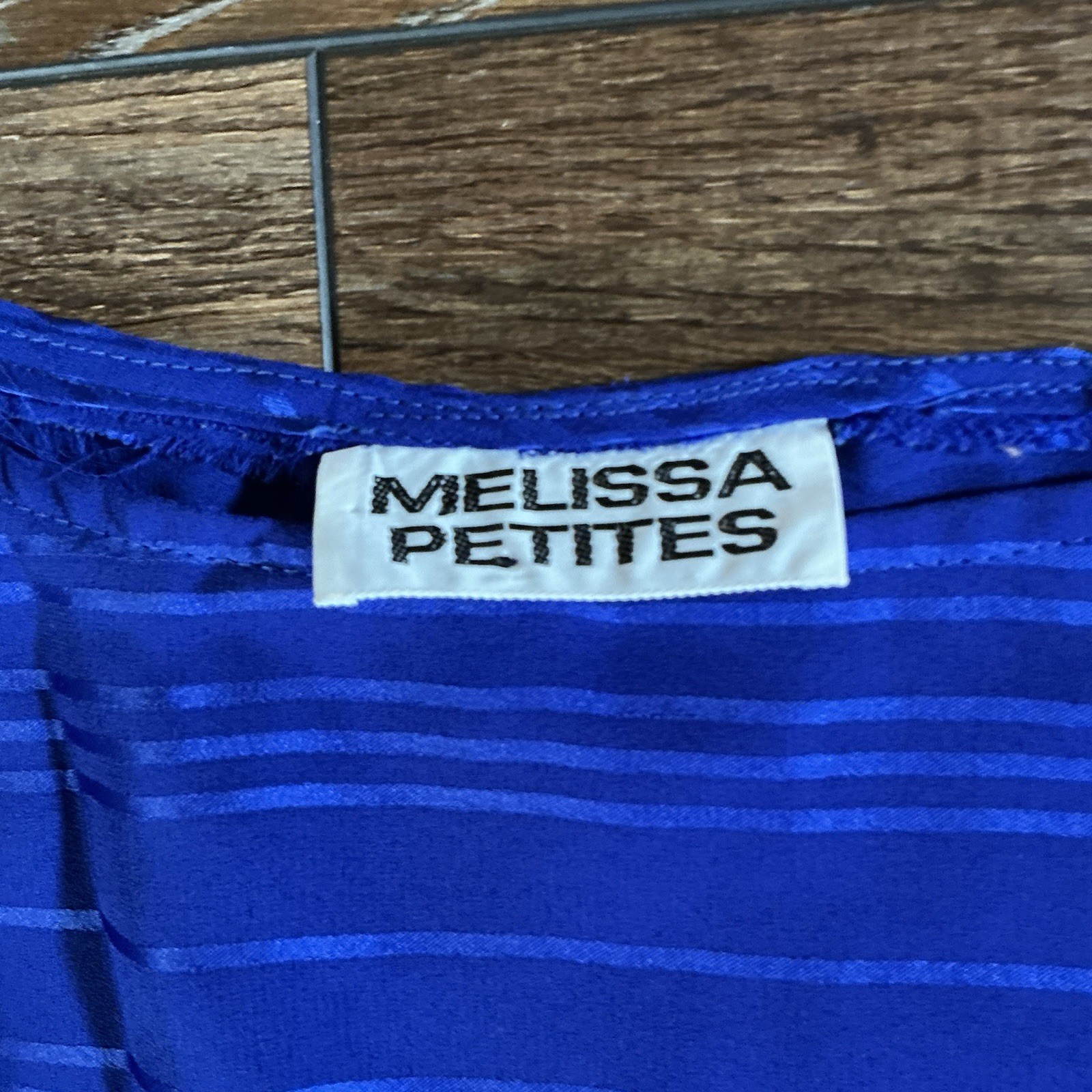 VINTAGE Size S/M – Melissa Petites Royal Blue Striped Midi Dress Batwing #23708