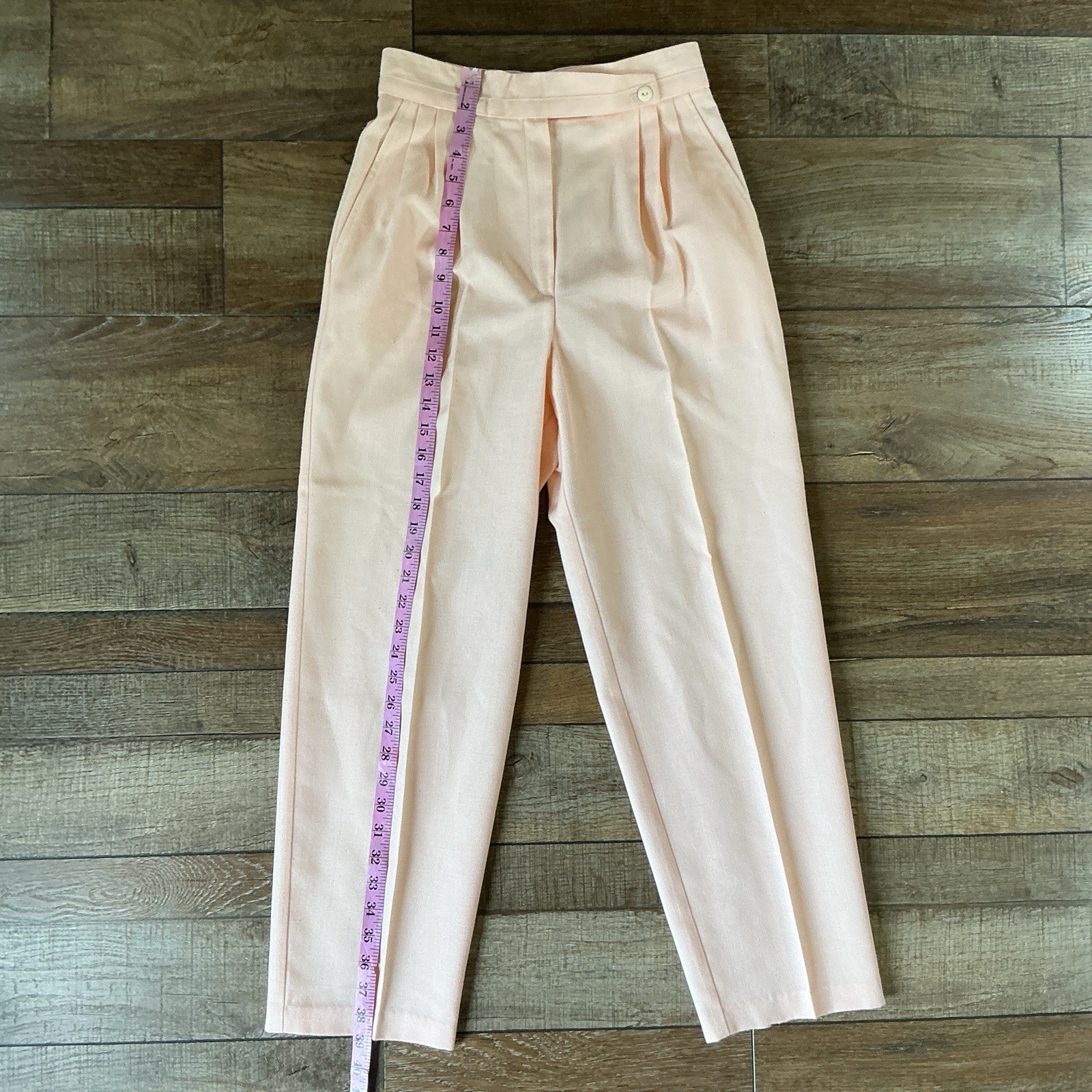 80s VTG Counterparts Petites Peach Pleated Tapered Trousers Size 10P Wmns #3602