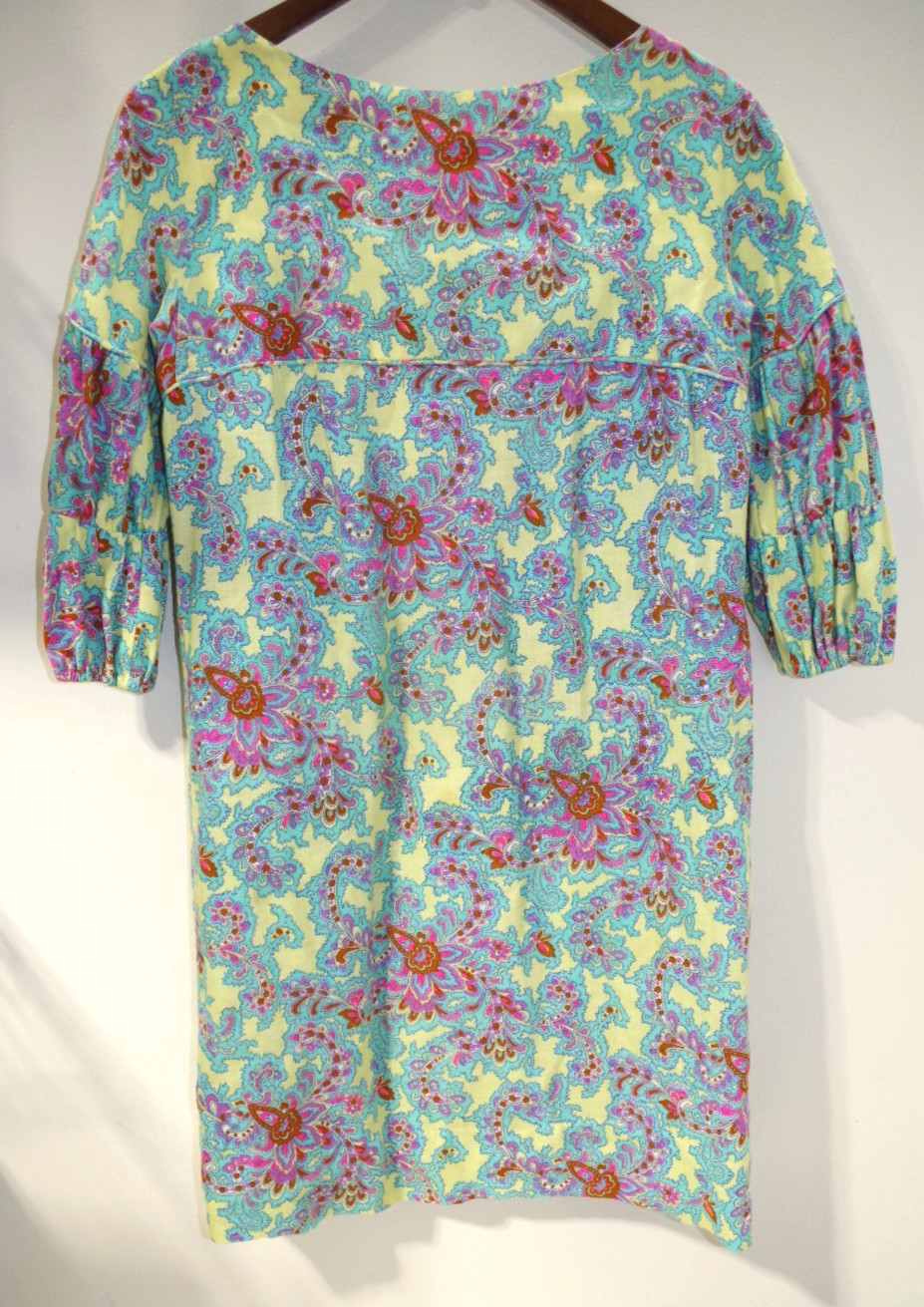 Y1 VINTAGE 1970s Young Flair! Multicolor Challis Dress B Altman Fifth Avenue