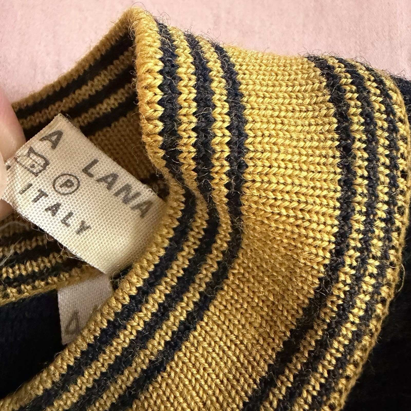 Vintage 80s Black Gold Wool Knit Sweater Dress Sz 44 S/M Preppy Old Money Italy