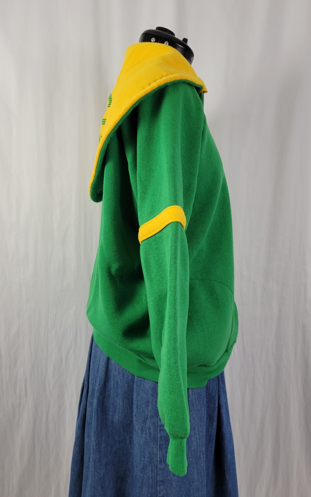 Vtg Pro Star Sports Green & Gold Packers Zip Up Hoodie Size Youth XL (Adult SM)