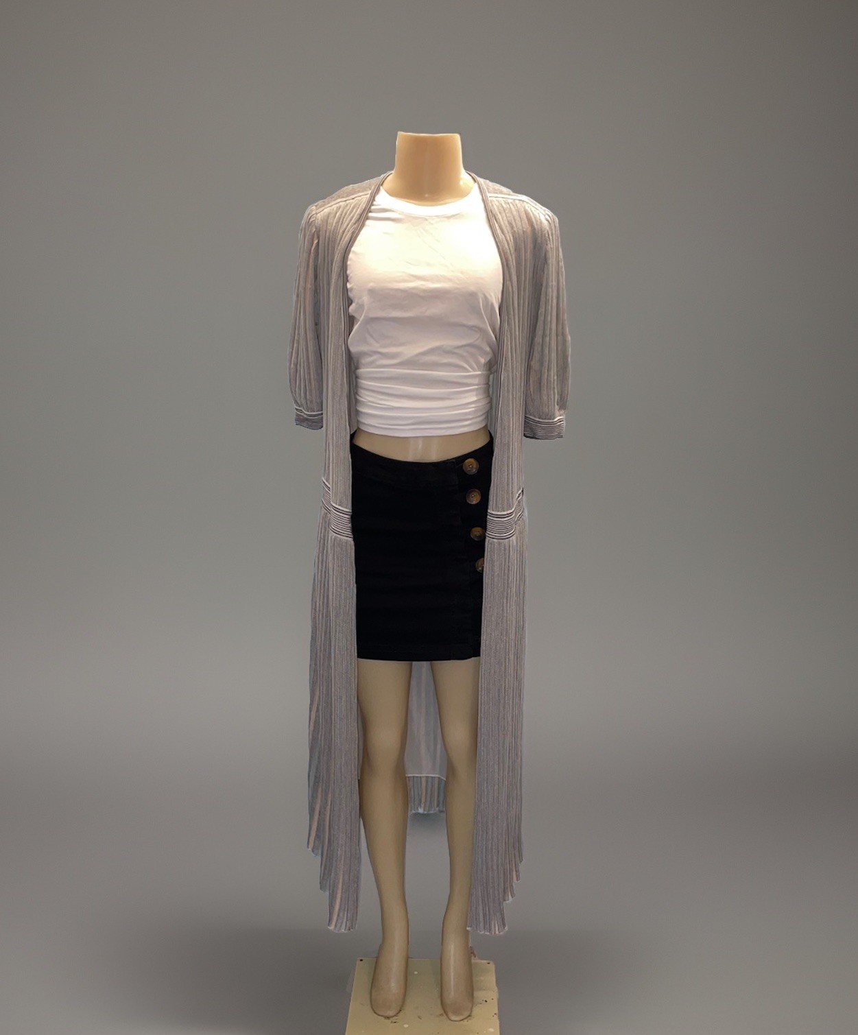 Vintage 1970s Albert Nipon Italy Knit Wrap Dress Short Sleeve Pleated Duster 6