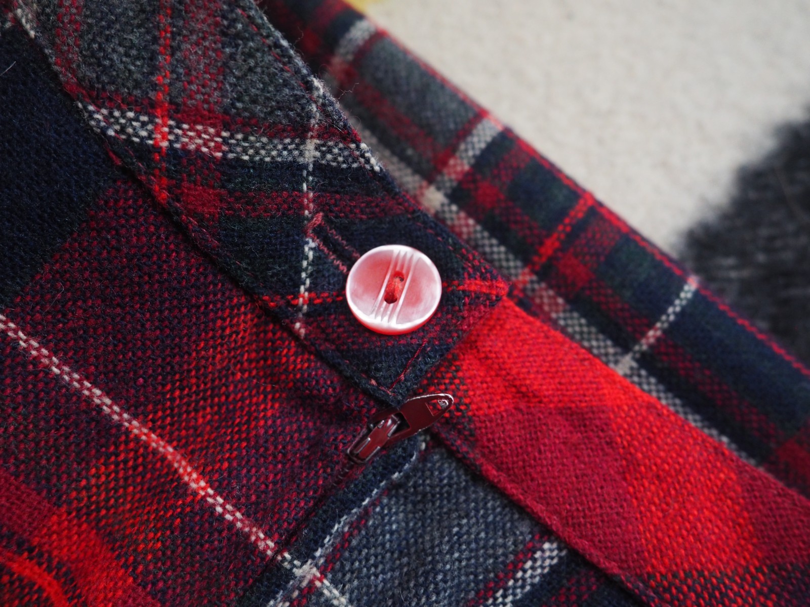 VTG 70s Bobbie Brooks Red Blue Plaid Wool Blend Boho 27W Cottage Ivy Skirt Women