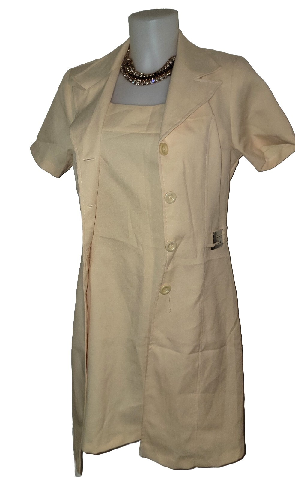 Vtg 80s Stella Sz M Women’s Yellow Retro Modest Casual Jacket Dress Suit